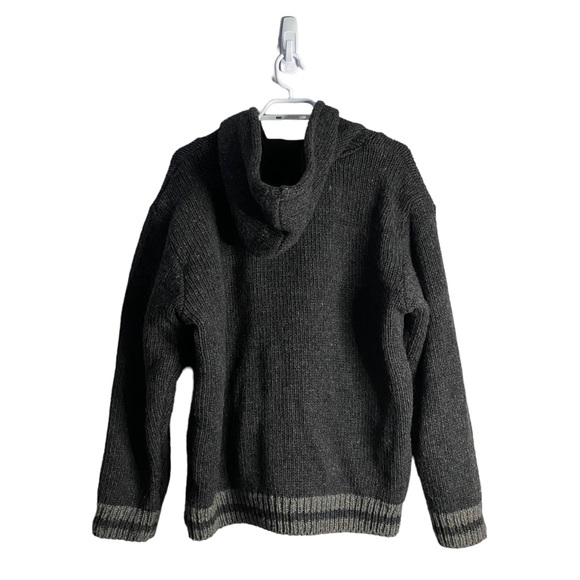 Ark Imports Men's Gray Full Zip 100% Wool Knit Hooded Jacket - Picture 9 of 9